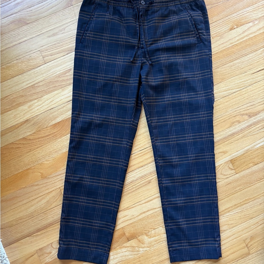Men's Navy Plaid Pants
